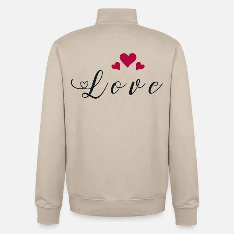 Amour Cœur Passion Sentiments Déclaration Amoureux - Sweat zippé unisexe en coton bio Stanley/Stella - beige crème