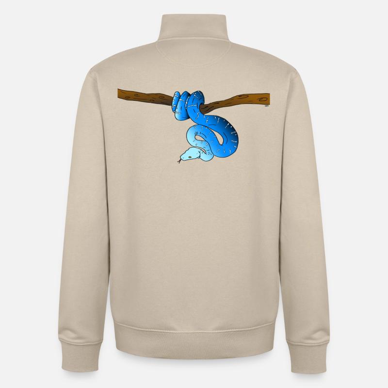 Serpent Bleu - Sweat zippé unisexe en coton bio Stanley/Stella - beige crème