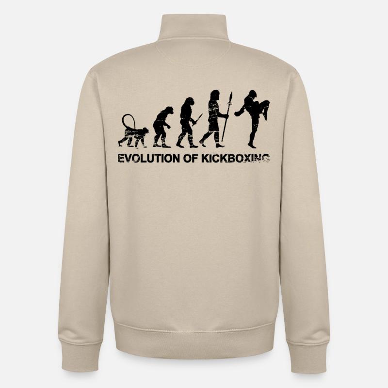 Évolution du kickboxing - Sweat zippé unisexe en coton bio Stanley/Stella - beige crème