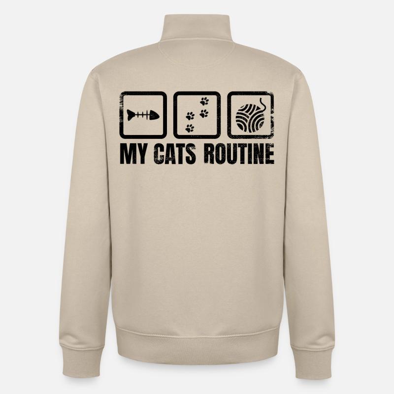 Routine quotidienne du chat - Sweat zippé unisexe en coton bio Stanley/Stella - beige crème