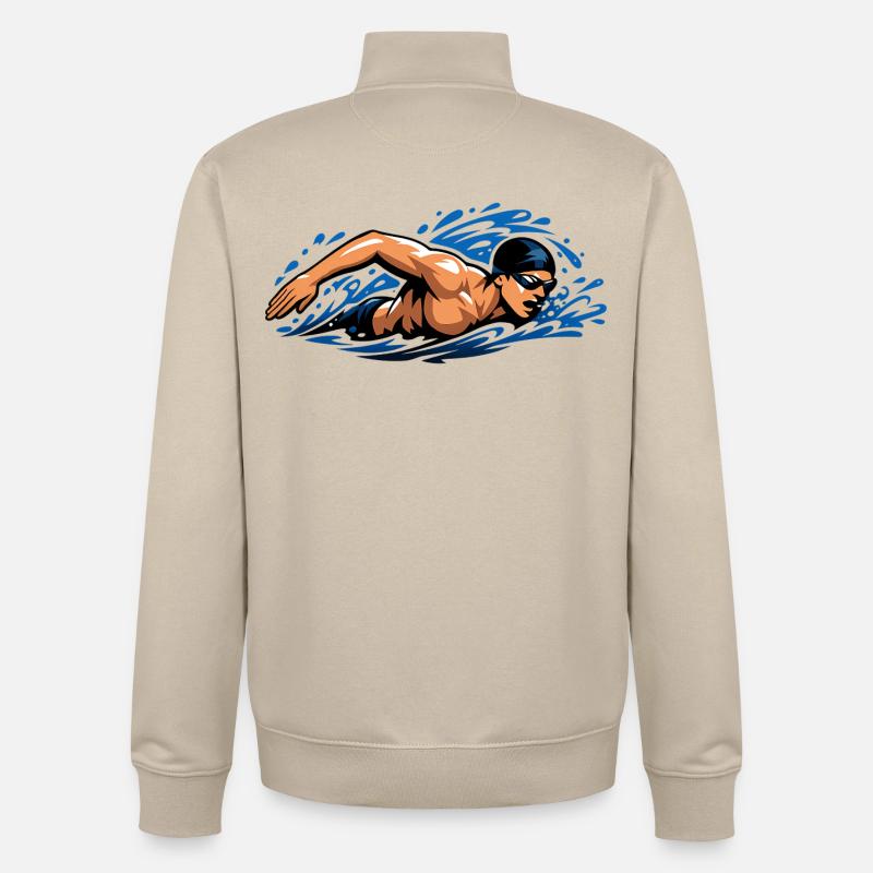 Freistil Schwimmer Dynamisches Wasser - Unisex Organic Zip Sweatshirt von Stanley/Stella - Cremebeige
