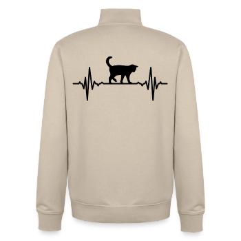 Katzen Pulsschlag - Unisex Organic Zip Sweatshirt von Stanley/Stella - Cremebeige - Hinten - AI Model Male 185 dark (185cm)