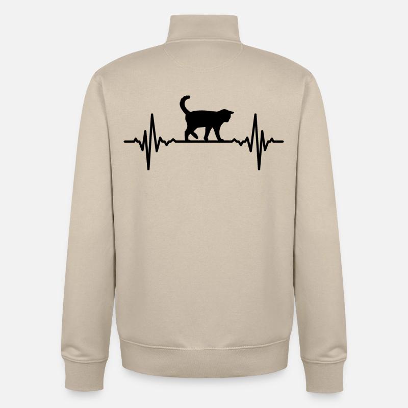 Fréquence cardiaque du chat - Sweat zippé unisexe en coton bio Stanley/Stella - beige crème