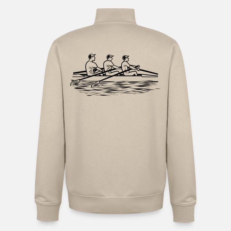 Dessin de l’équipe d’aviron - Sweat zippé unisexe en coton bio Stanley/Stella - beige crème