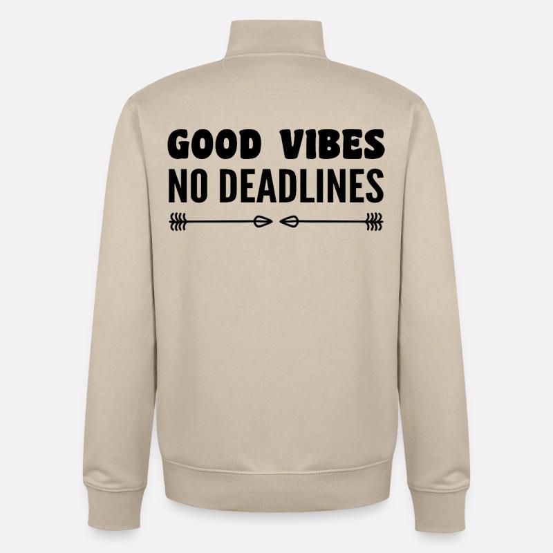 No deadlines - Sweat zippé unisexe en coton bio Stanley/Stella - beige crème