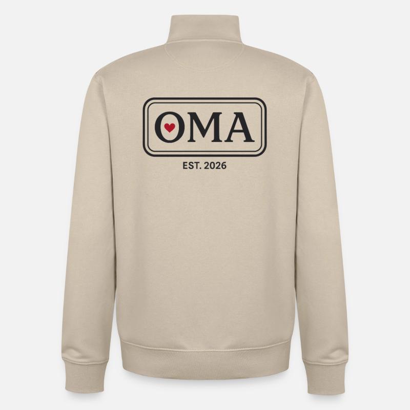 OMA EST. 2026 Stolze Großmutter Ankündigung - Unisex Organic Zip Sweatshirt von Stanley/Stella - Cremebeige