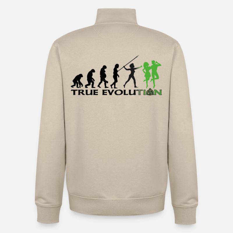Evolution towards traditional Irish dance - Unisex Organic Zip Sweatshirt by Stanley/Stella - desert dust