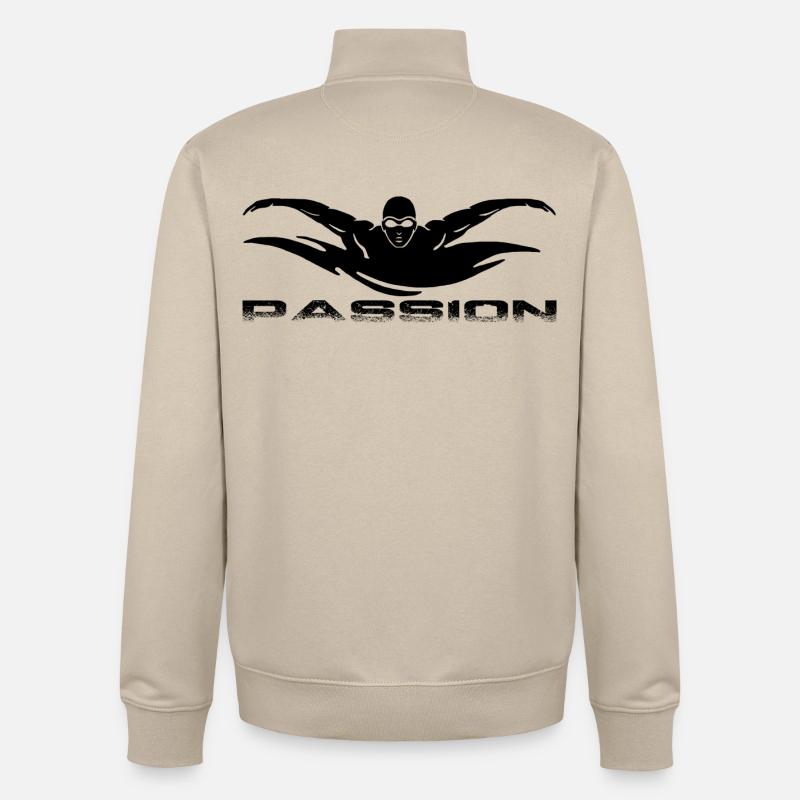 La natation - Sweat zippé unisexe en coton bio Stanley/Stella - beige crème
