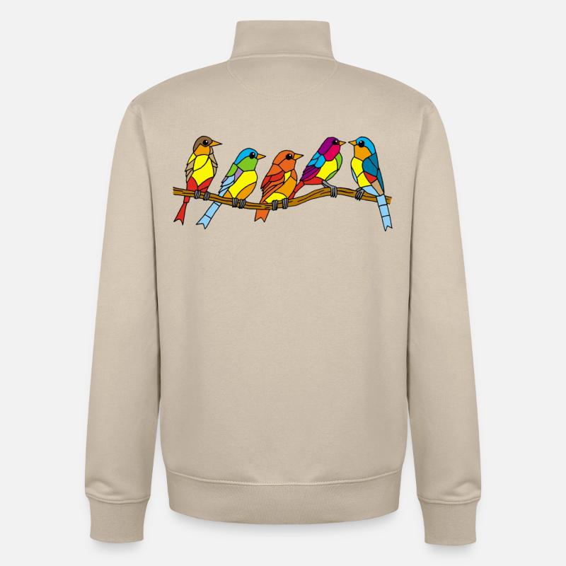 oiseaux et couleurs - Sweat zippé unisexe en coton bio Stanley/Stella - beige crème