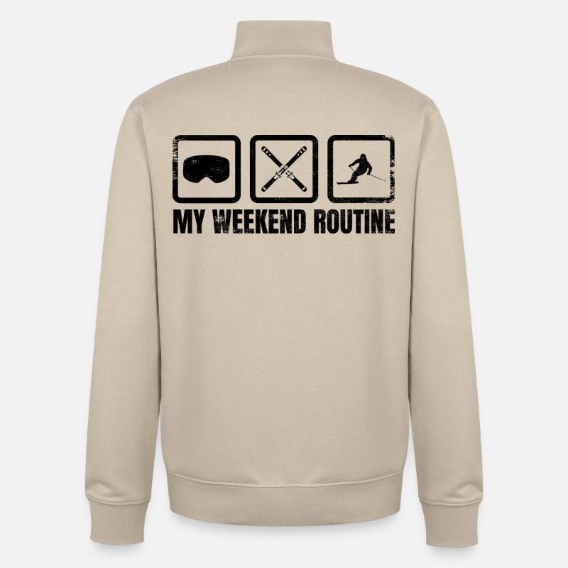 Skifahrer Wochenend Routine - Unisex Organic Zip Sweatshirt von Stanley/Stella - Cremebeige
