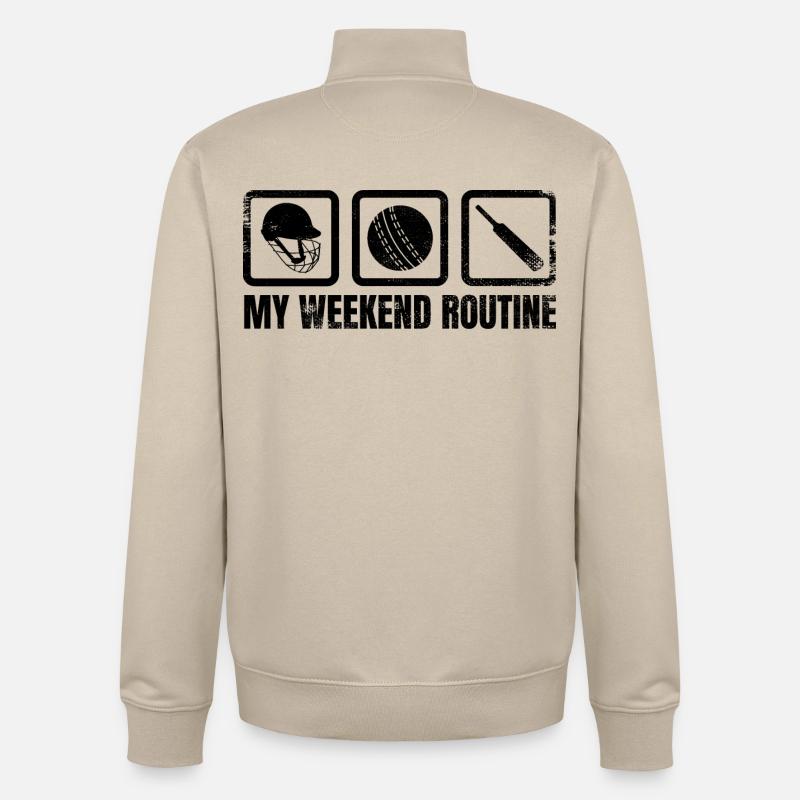 Cricket Spieler Wochenendroutine - Unisex Organic Zip Sweatshirt von Stanley/Stella - Cremebeige