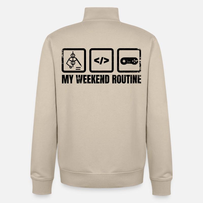 Game Designer Wochenendroutine - Unisex Organic Zip Sweatshirt von Stanley/Stella - Cremebeige