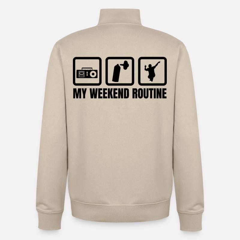 My Weekend Routine - Unisex Organic Zip Sweatshirt by Stanley/Stella - desert dust