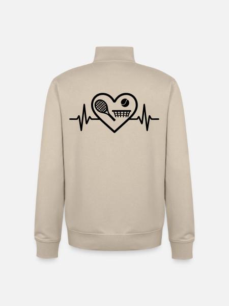 Tennis Heart Racket Ball Net - Unisex Organic Zip Sweatshirt by Stanley/Stella - desert dust