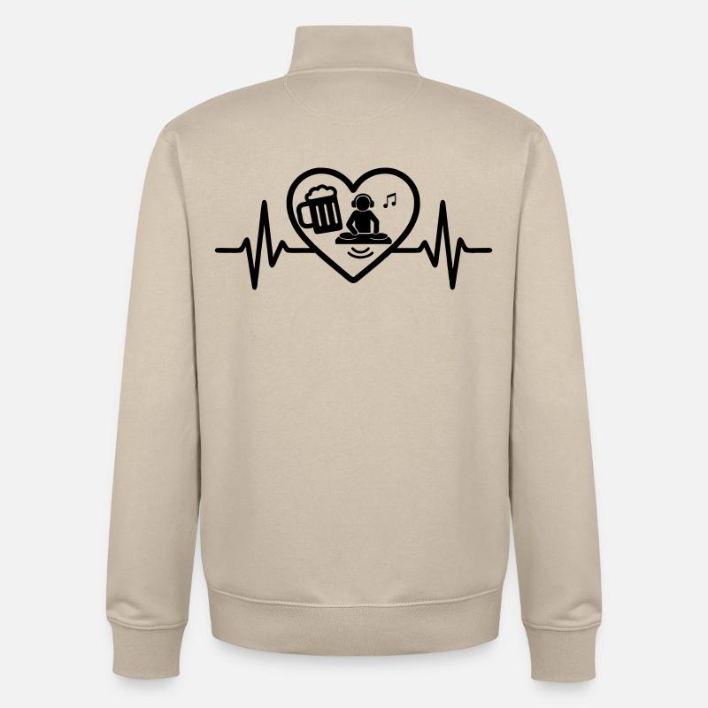 Herz DJ Bier - Unisex Organic Zip Sweatshirt von Stanley/Stella - Cremebeige