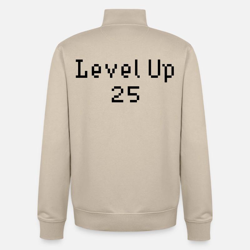 Level Up - 25e anniversaire - Sweat zippé unisexe en coton bio Stanley/Stella - beige crème