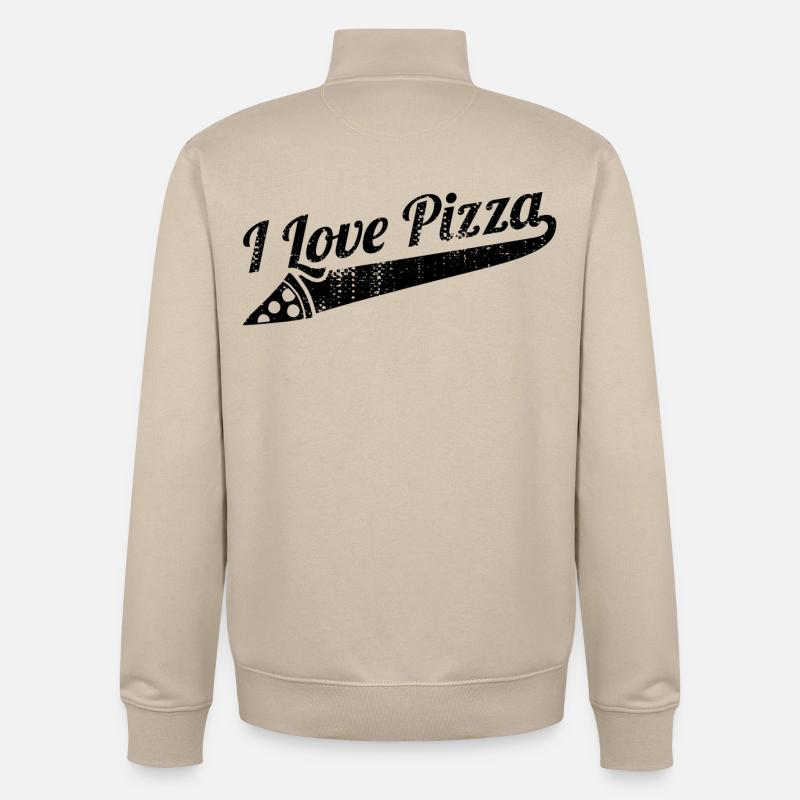 Citation d’un passionné de pizza - Sweat zippé unisexe en coton bio Stanley/Stella - beige crème