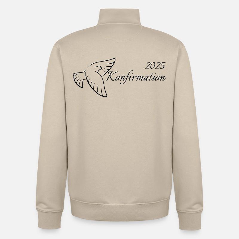 Konfirmation 2025 fliegende Taube Heiliger Geist - Unisex Organic Zip Sweatshirt von Stanley/Stella - Cremebeige