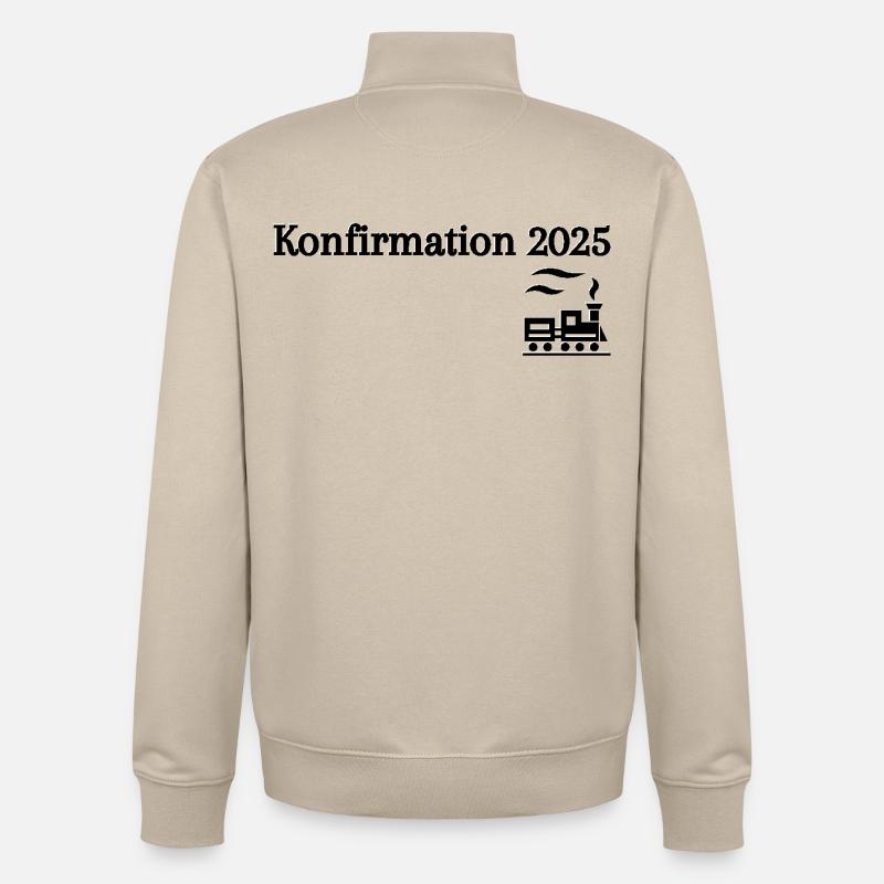 Konfirmation 2025 losfahrender Zug Reise - Unisex Organic Zip Sweatshirt von Stanley/Stella - Cremebeige