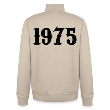 1975 - Unisex Organic Zip Sweatshirt von Stanley/Stella - Cremebeige - Hinten - AI Model Male 185 dark (185cm)