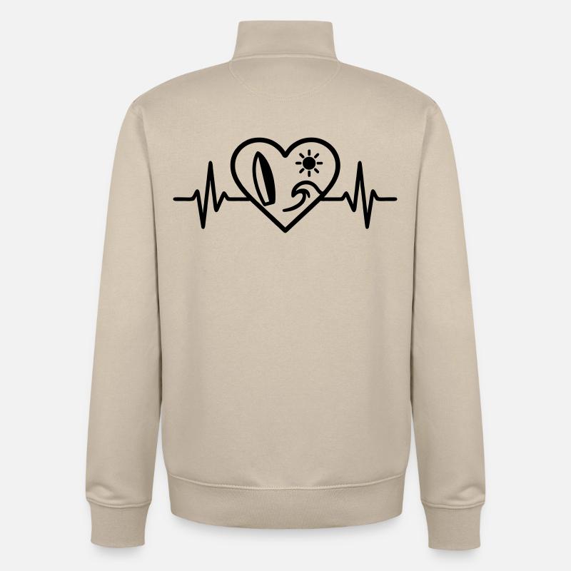 Surf Heart Wave Board Sun - Sweat zippé unisexe en coton bio Stanley/Stella - beige crème