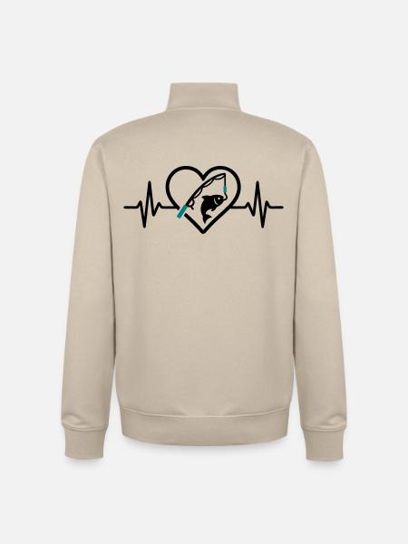 Fishing Heart Fish Nature Passion - Unisex Organic Zip Sweatshirt by Stanley/Stella - desert dust