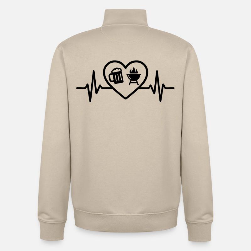 Barbecue à la bière au cœur - Sweat zippé unisexe en coton bio Stanley/Stella - beige crème