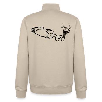 Black snake and gouache tube - Unisex Organic Zip Sweatshirt by Stanley/Stella - desert dust - Back - AI Model Male 185 dark (185cm)