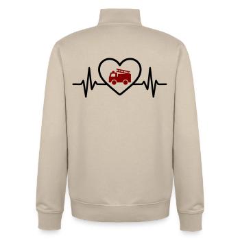 Heart Fire Truck Fire Truck - Unisex Organic Zip Sweatshirt by Stanley/Stella - desert dust - Back - AI Model Male 185 dark (185cm)