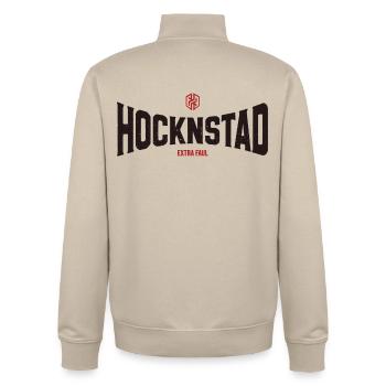 Hocknstad - Unisex Organic Zip Sweatshirt by Stanley/Stella - desert dust - Back - AI Model Male 185 dark (185cm)