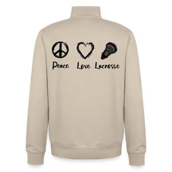 Lacrosse Routine - Unisex Organic Zip Sweatshirt by Stanley/Stella - desert dust - Back - AI Model Male 185 dark (185cm)