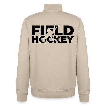 Field hockey - Unisex Organic Zip Sweatshirt by Stanley/Stella - desert dust - Back - AI Model Male 185 dark (185cm)