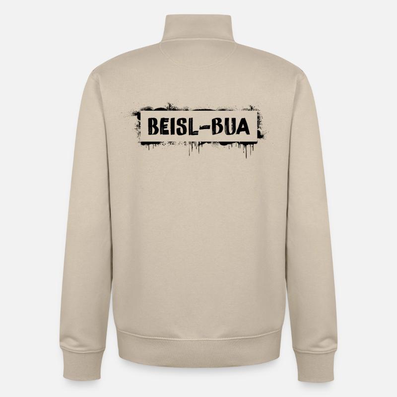 Beisl-Bua – Dicton culte du dialecte viennois - Sweat zippé unisexe en coton bio Stanley/Stella - beige crème