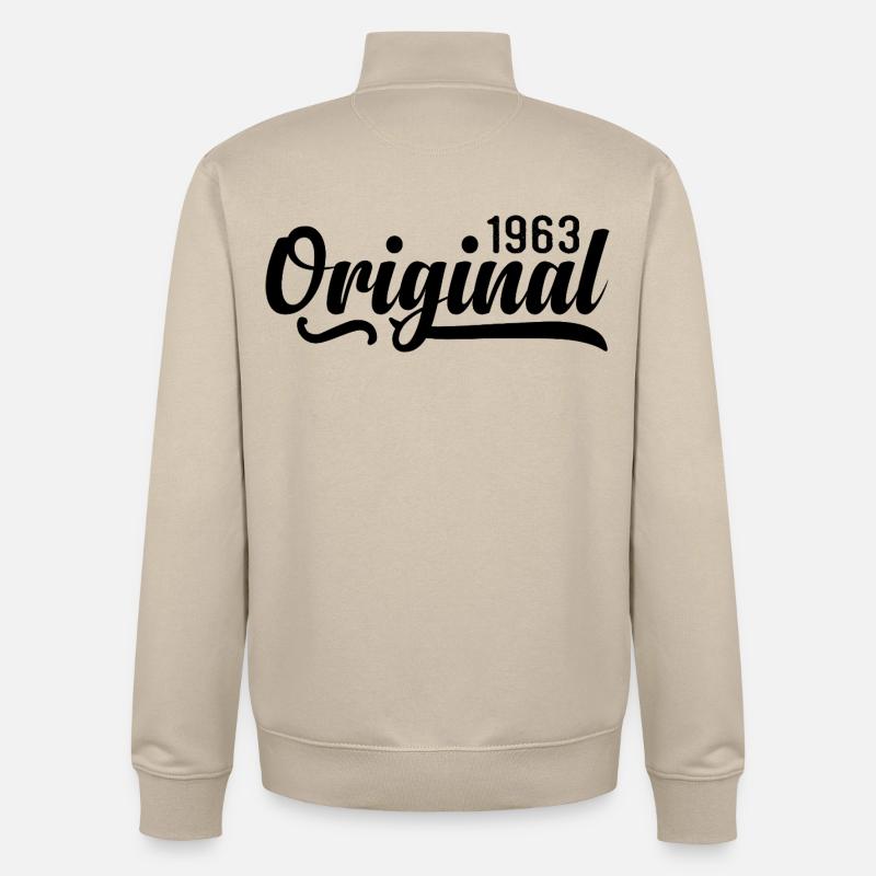 1963 anniversaire 62 ans, rétro 1963 - Sweat zippé unisexe en coton bio Stanley/Stella - beige crème