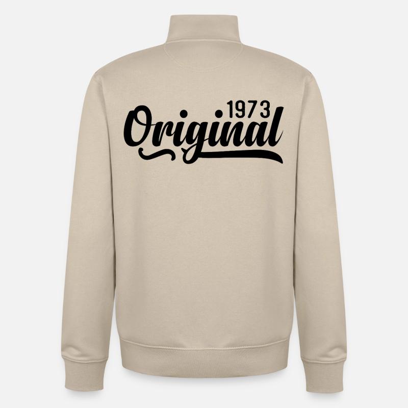 1973 Anniversaire 52 ans, rétro 1973 - Sweat zippé unisexe en coton bio Stanley/Stella - beige crème