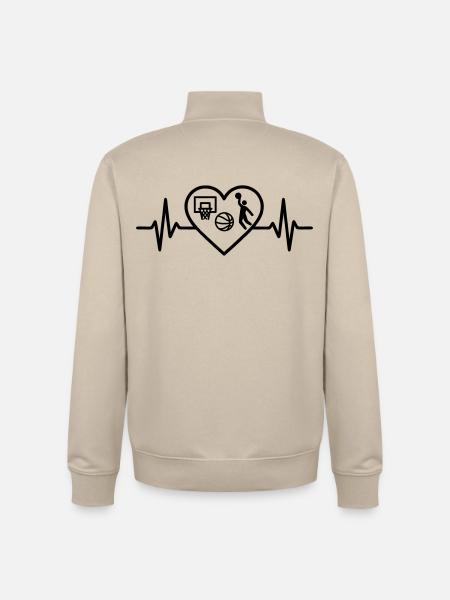 Basketball Heart Ball Basket Player - Unisex Organic Zip Sweatshirt by Stanley/Stella - desert dust