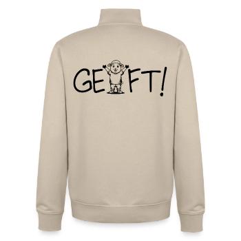 Geschafft! Schaf  - Unisex Organic Zip Sweatshirt von Stanley/Stella - Cremebeige - Hinten - AI Model Male 185 dark (185cm)
