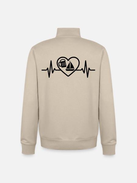 Heart Beer Sailing Humor - Unisex Organic Zip Sweatshirt by Stanley/Stella - desert dust