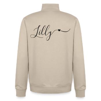 Prénom Lys Prénom Décoratif - Sweat zippé unisexe en coton bio Stanley/Stella - beige crème - Dos - AI Model Male 185 dark (185cm)