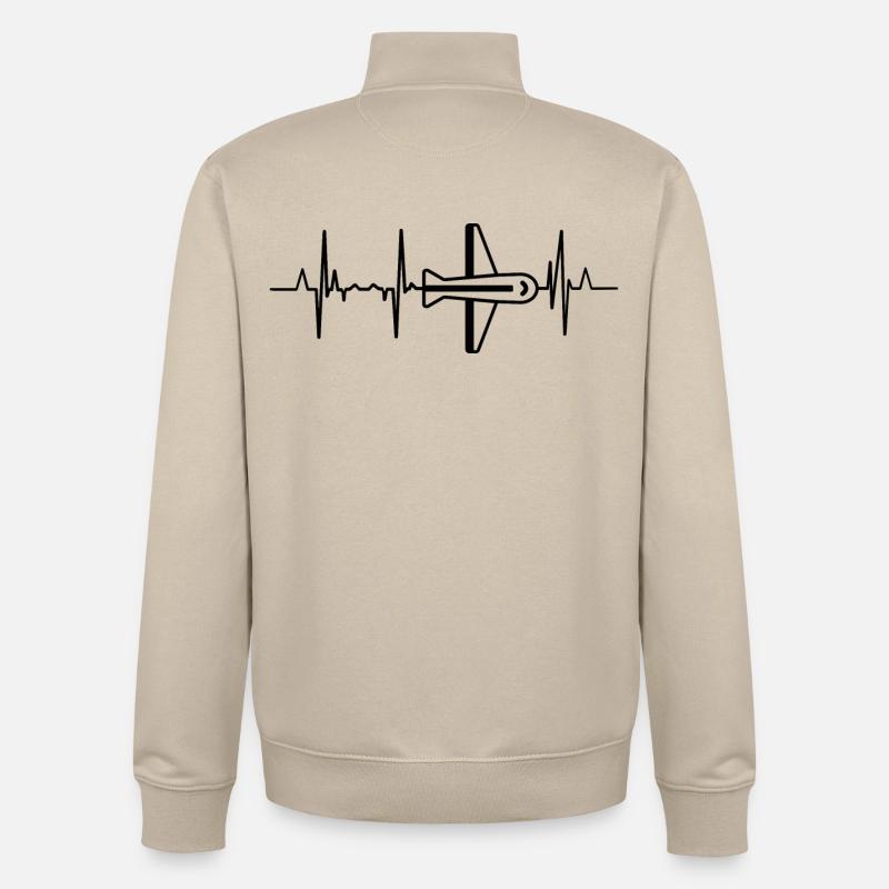 Palpitations cardiaques de l’aviation - Sweat zippé unisexe en coton bio Stanley/Stella - beige crème