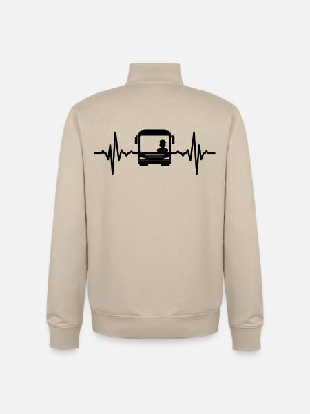 Bus driver heartbeat - Unisex Organic Zip Sweatshirt by Stanley/Stella - desert dust