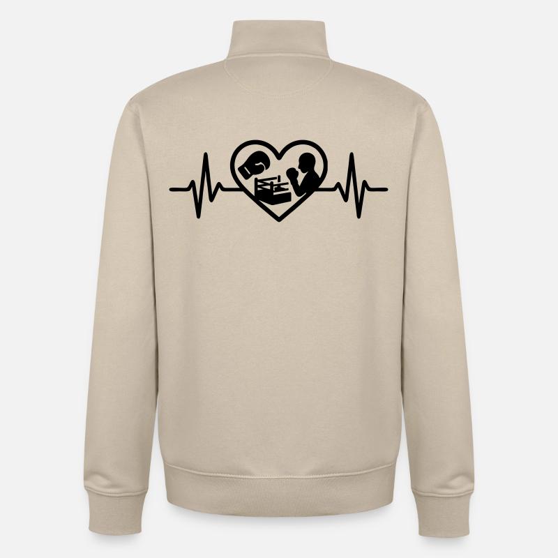 Boxen Herz Handschuh Ring Silhouette - Unisex Organic Zip Sweatshirt von Stanley/Stella - Cremebeige