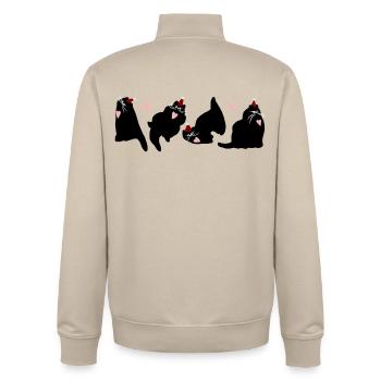 CHRISTMAS CATS - Unisex Organic Zip Sweatshirt by Stanley/Stella - desert dust - Back - AI Model Male 185 dark (185cm)