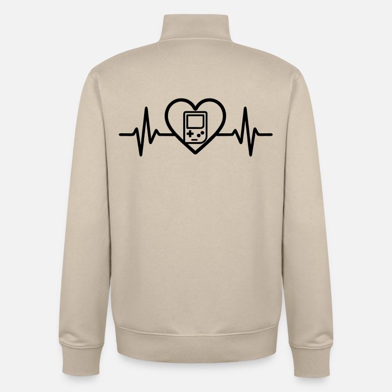 Heart Retrogaming – Console rétro portable - Sweat zippé unisexe en coton bio Stanley/Stella - beige crème