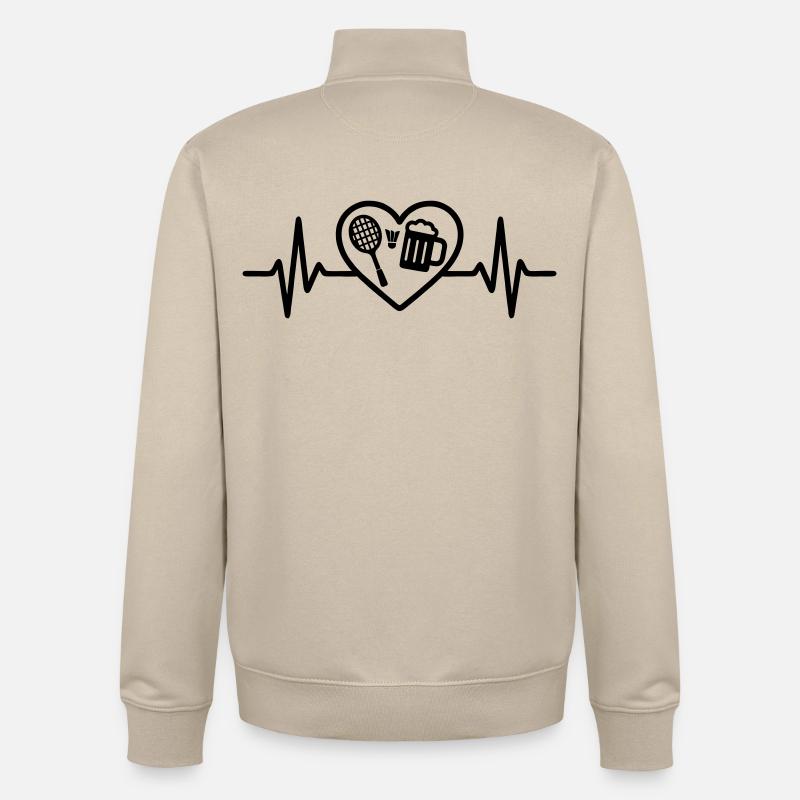 Herz Badminton Bier - Unisex Organic Zip Sweatshirt von Stanley/Stella - Cremebeige