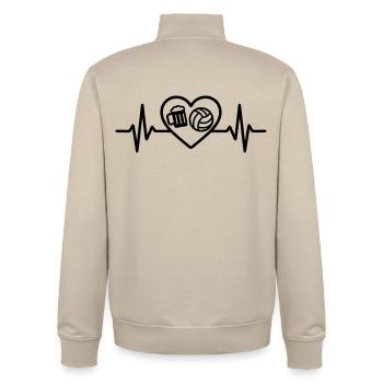 Heart Volleyball Beer - Unisex Organic Zip Sweatshirt by Stanley/Stella - desert dust - Back - AI Model Male 185 dark (185cm)