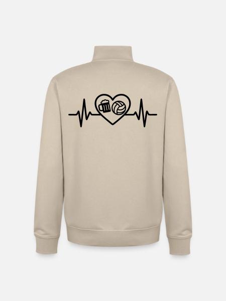 Heart Volleyball Beer - Unisex Organic Zip Sweatshirt by Stanley/Stella - desert dust