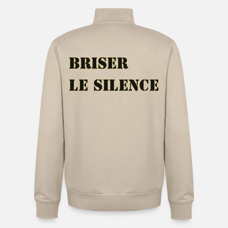 BRISER LE SILENCE - Sweat zippé unisexe en coton bio Stanley/Stella - beige crème