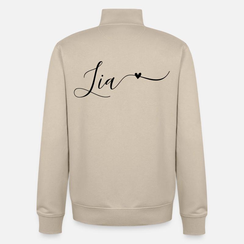 Lia Prénom Décoratif - Sweat zippé unisexe en coton bio Stanley/Stella - beige crème