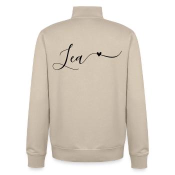 Lea Name First Name Decorative - Unisex Organic Zip Sweatshirt by Stanley/Stella - desert dust - Back - AI Model Male 185 dark (185cm)